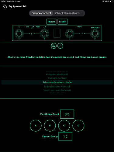 M-Vave Chocolate plus - application iPad